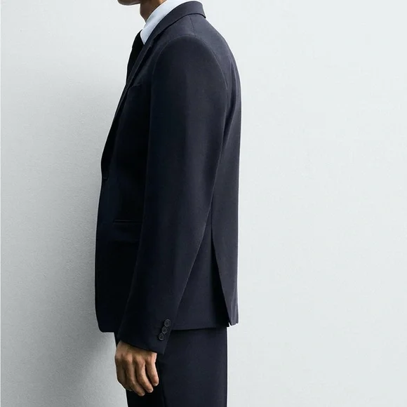 ZARA Navy Blue Slim Fit Blazer & Trouser Suit Set – Men’s EU 50 / US 40 - Picture 4 of 12